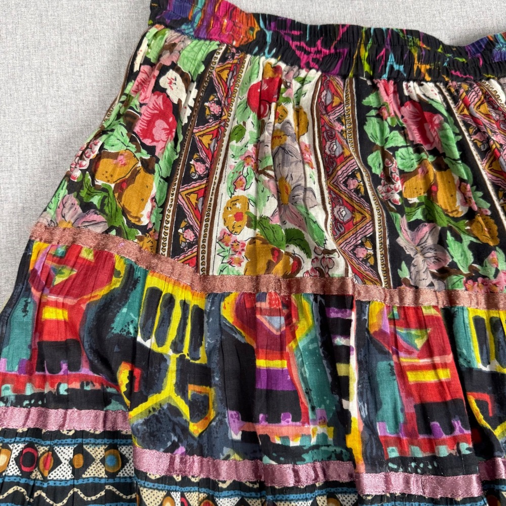 TravelSmith Multi Color Cotton Ribbon Boho Maxi Skirt Medium - Picture 9 of 14